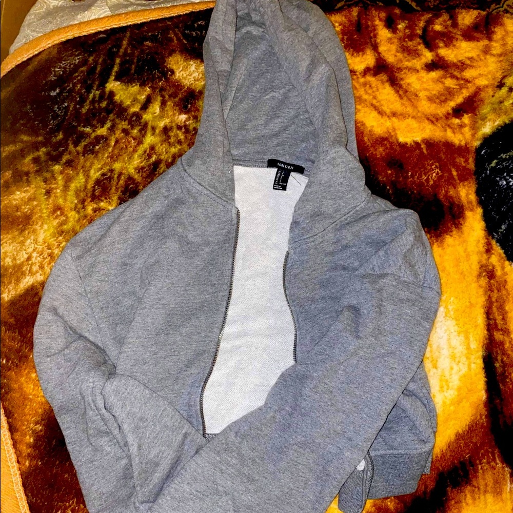 Like new Forever 21 zip up hoody size small Gray